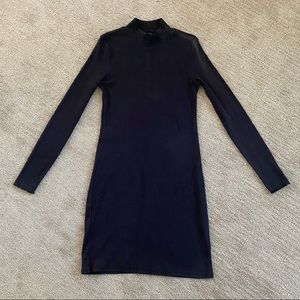 Navy Abercrombie Mock Turtleneck Ribbed Bodycon Dress Womens Large